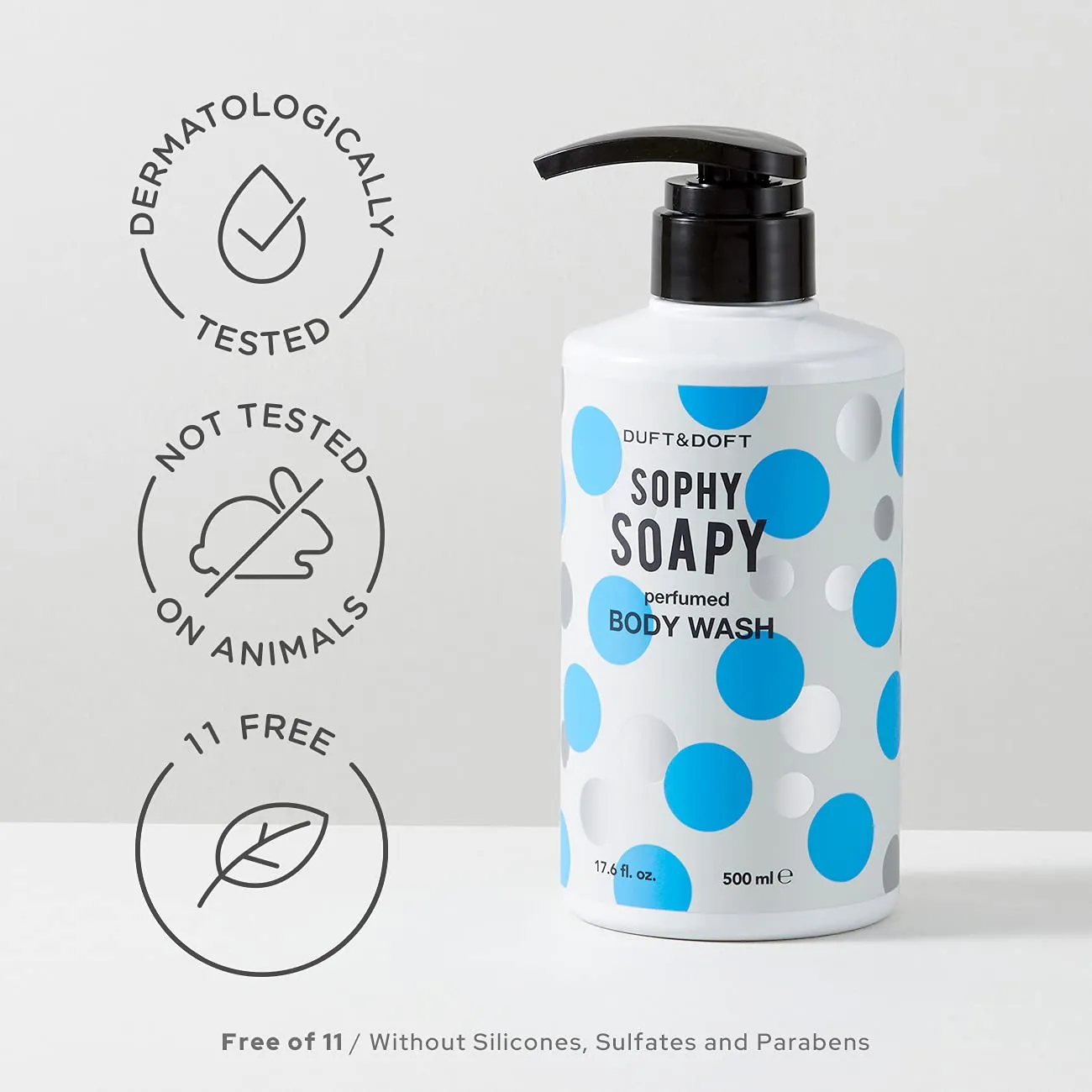 DUFT&DOFT Sophy Soapy Perfumed Body Wash with Coconut Oil - Deep Cleansing With Six Blue Herbs - Refreshing & Moisturizing Natural Ingredients - Paraben Free 17.6 fl oz