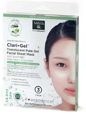 Earth Therapeutics ClariGel Translucent Mask - Aloe Vera   Cucumber - 3 Pack