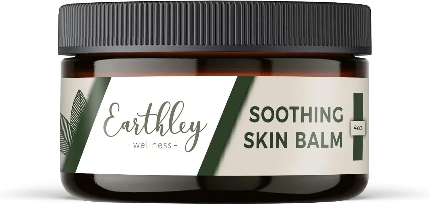 Earthley Wellness Soothing Skin Balm, Natural Moisturizing Cream for Dry, Flaky, Itchy Skin, Calendula & Mango Butter, Family-Safe Formula, 4 oz