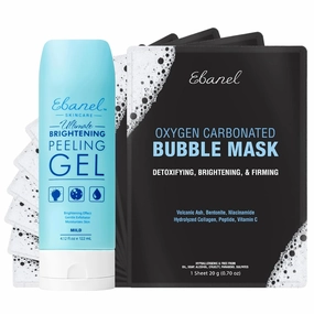 Ebanel Bundle of 10 Pack Bubble Clay Masks, and Exfoliating Face Scrub Peeling Gel Mild 4.12 Oz