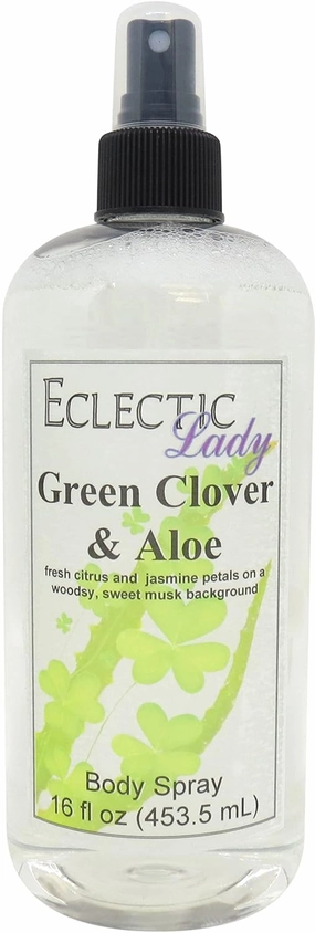 Eclectic Lady Green Clover And Aloe Body Spray, 16 ounces, Body Mist for Women with Clean, Light & Gentle Fragrance, Cologne with Soft, Subtle Aroma For Daily Use