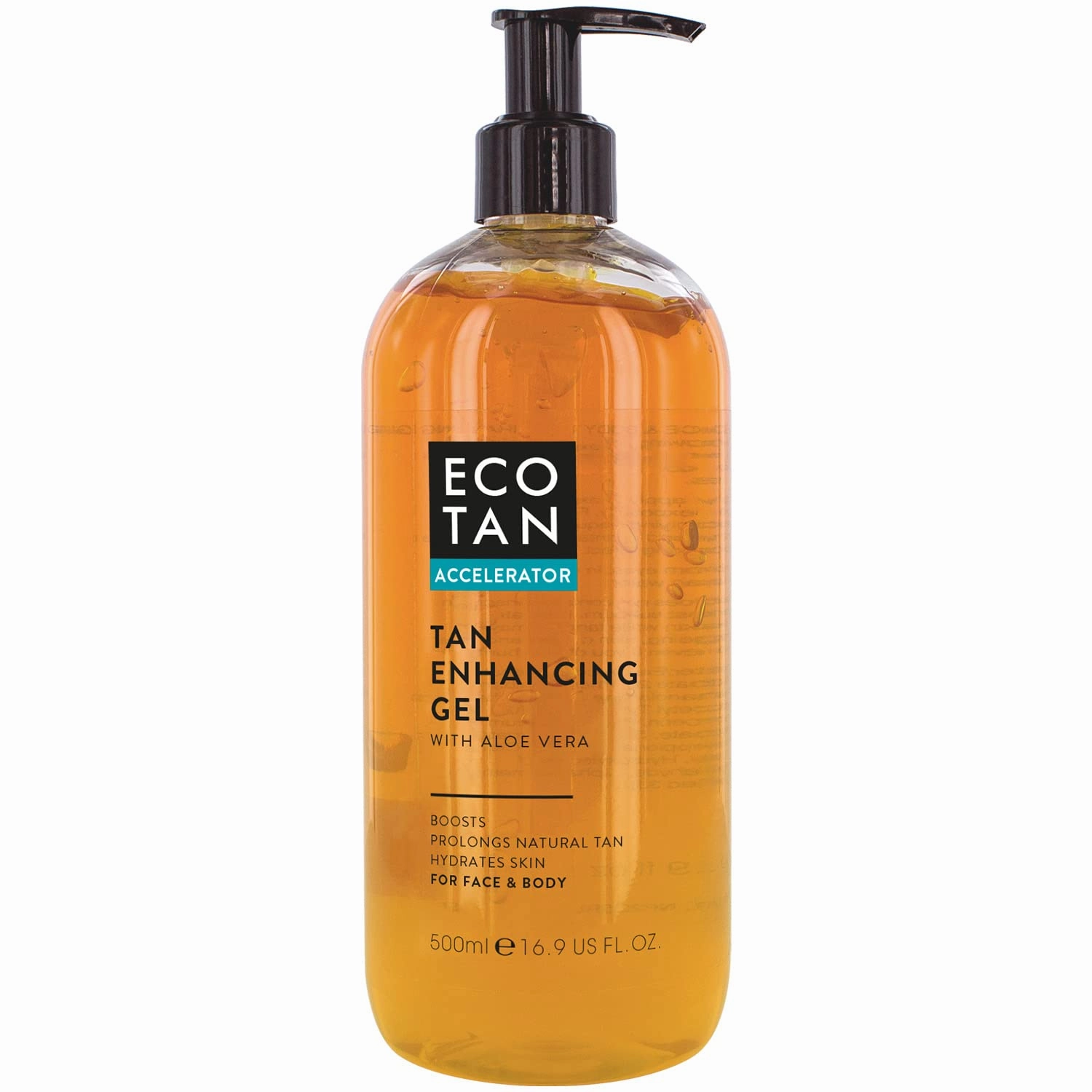 EcoTan Face and Body Tanning Accelerator Gel, Stimulating Natural Tan with Aloe Vera for Outdoor and Tanning Bed use, 500ml