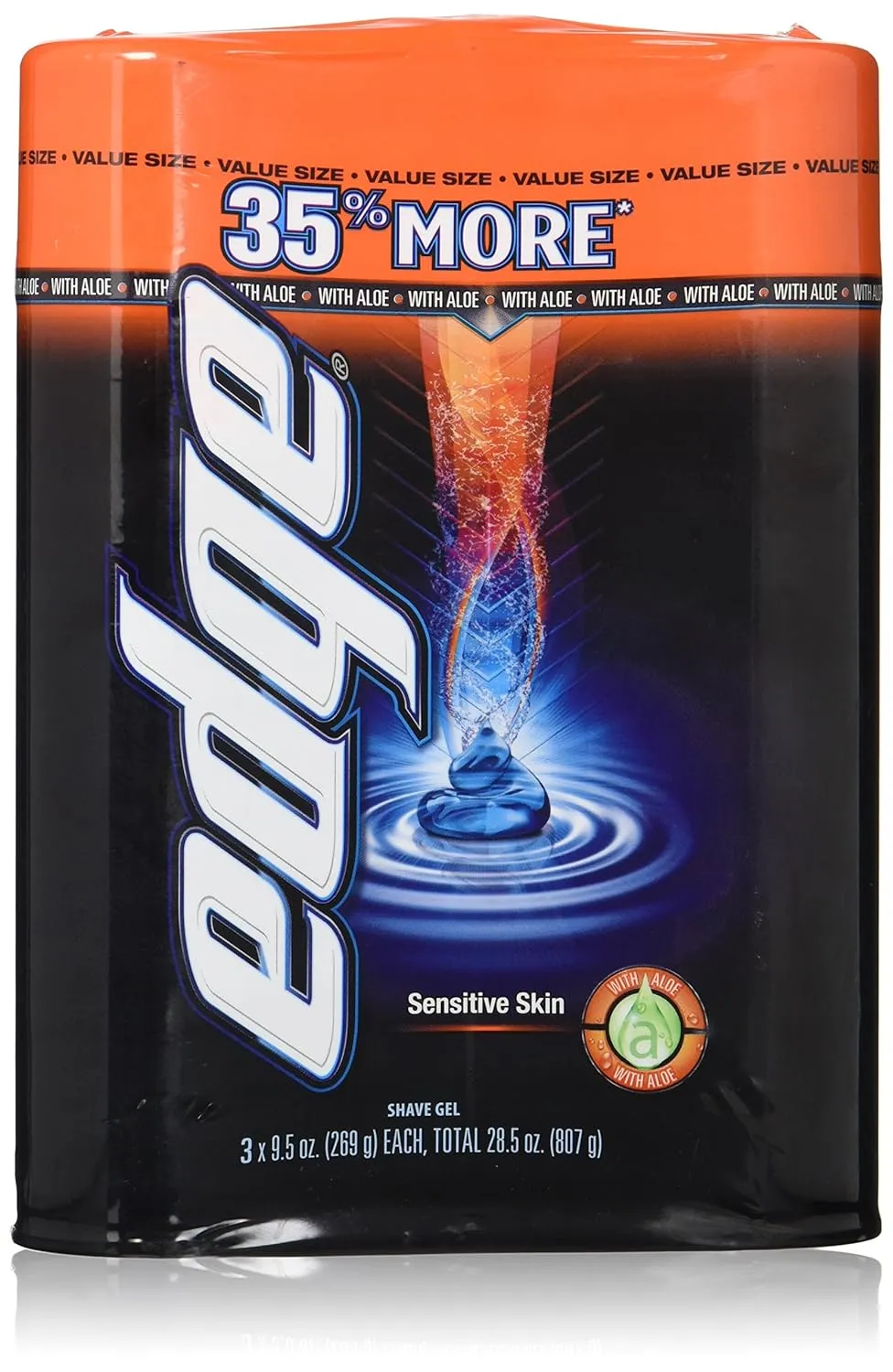 Edge Shave Gel Sensitive Skin with Aloe, 9.5 oz, 3 Pack