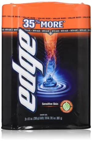 Edge Shave Gel Sensitive Skin with Aloe, 9.5 oz, 3 Pack