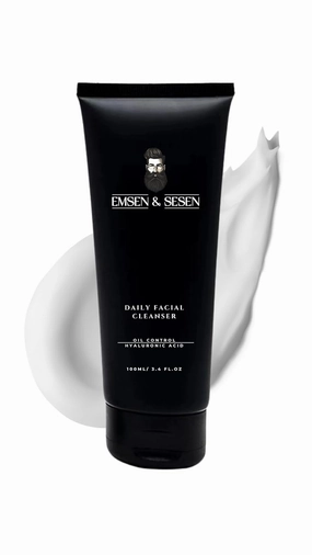 EMSEN & SESEN Mens Daily Facial Cleanser – Deep Cleansing & Hydrating Face Wash with Volcanic Soil, Aloe Vera, Hyaluronic Acid, Vitamin E & Chamomile | 3.4 fl oz