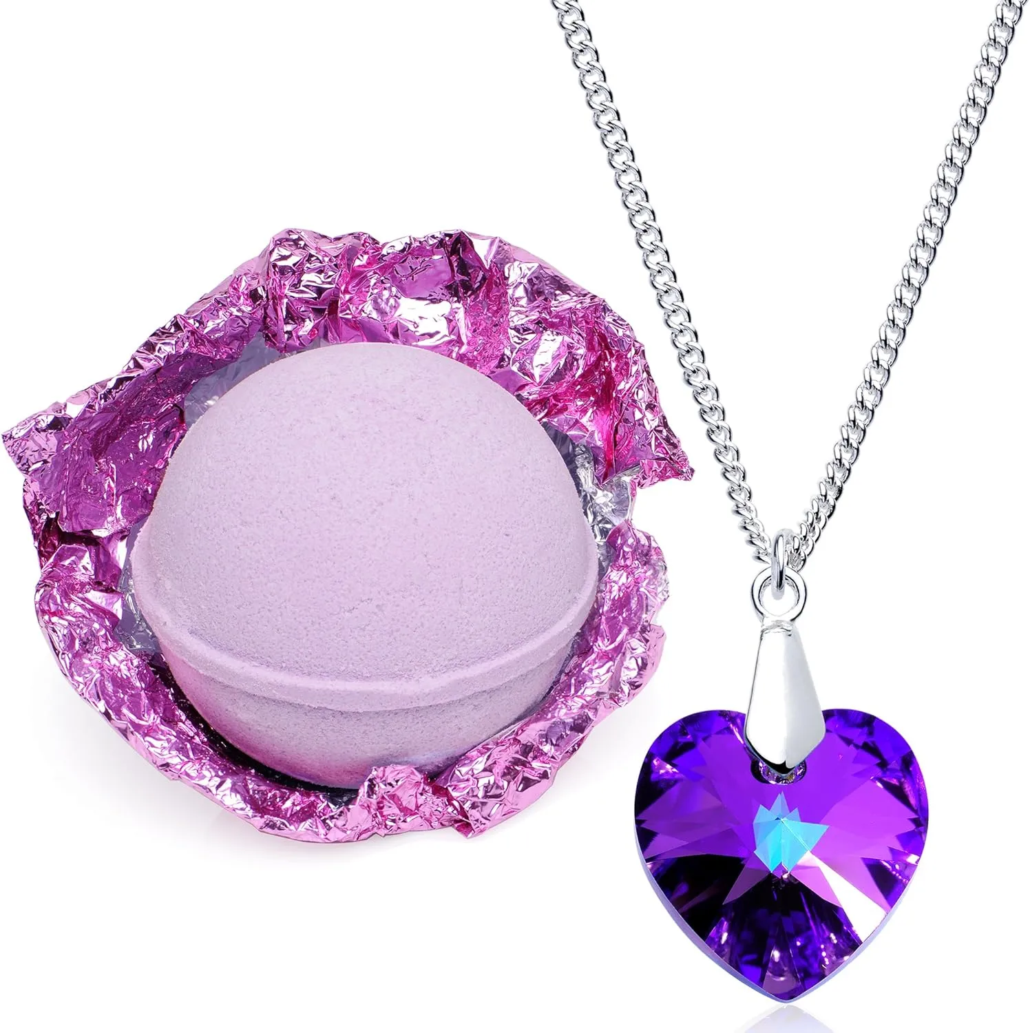 Enliven Me Lavender Bath Bomb with Necklace Created with Crystal Extra Large 10 oz. Made in USA