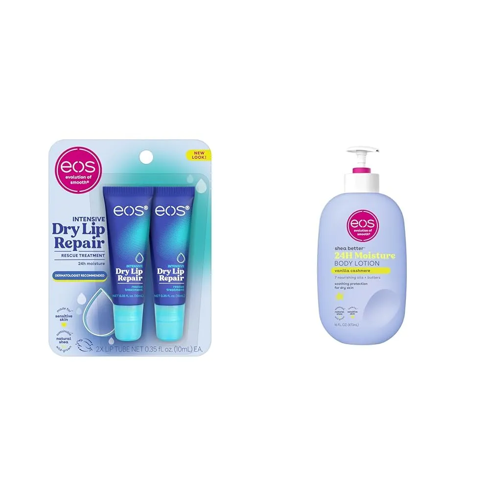 eos The Hero Lip Repair, Extra Dry Lip Treatment, 24HR Moisture & Shea Better Body Lotion- Vanilla Cashmere, 24-Hour Moisture Skin Care