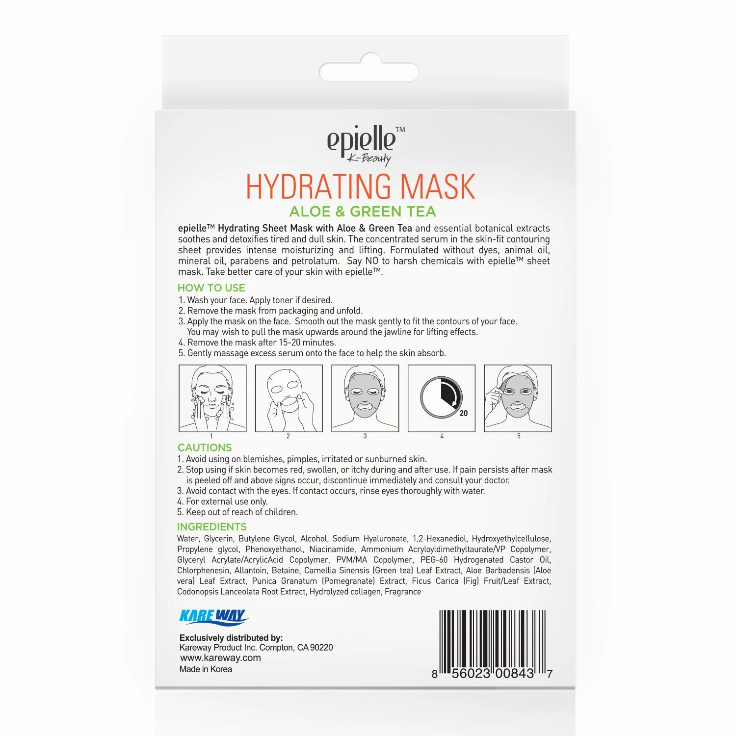 epielle Aloe & Green Tea Hydrating Mask | 3pk