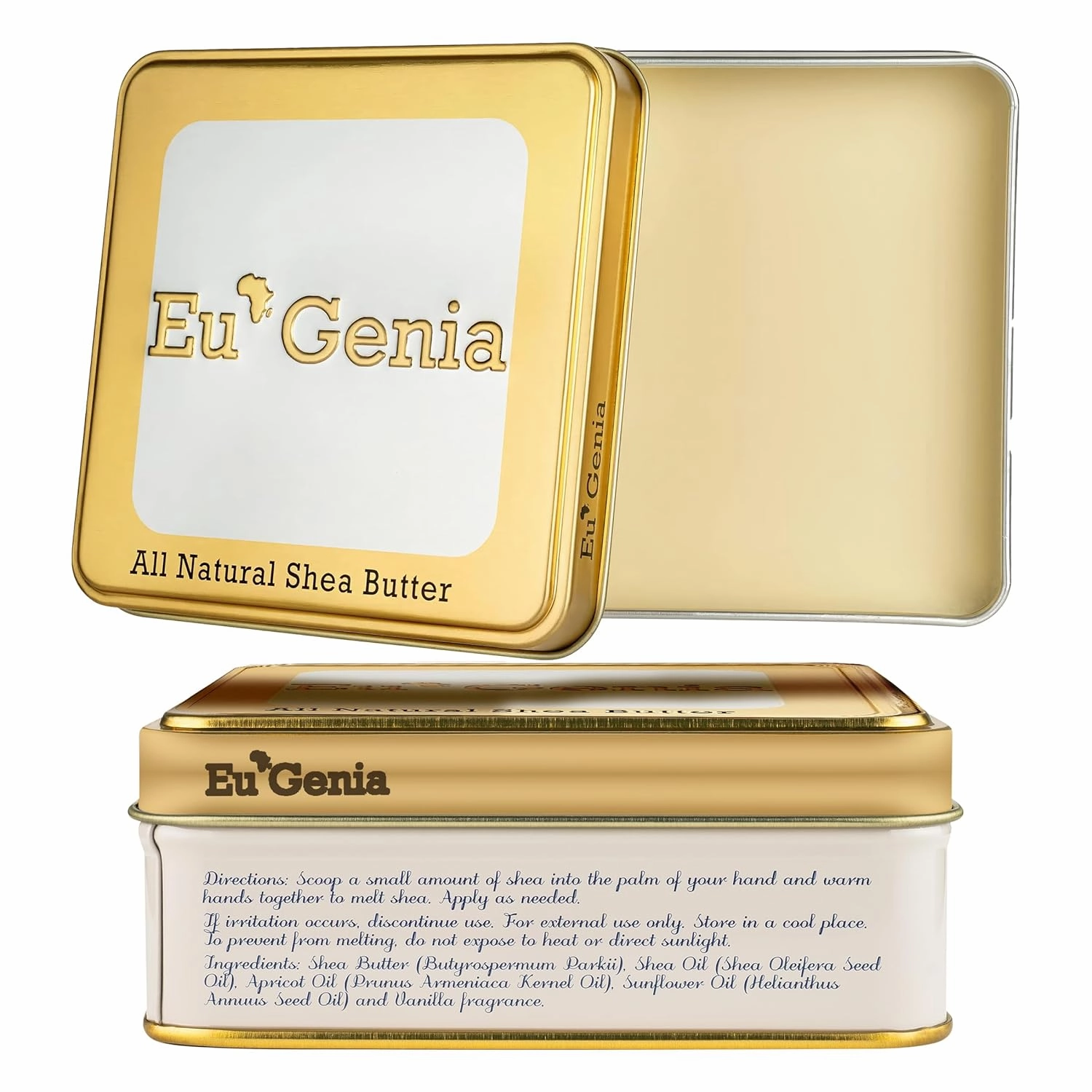 Eu'Genia Extra Strength Shea Butter Gift Set – Tins with Bag Gift Note & Tissue Paper – Intensive Moisturizing & Nourishing Shea Butter (2 Pack, Unscented)