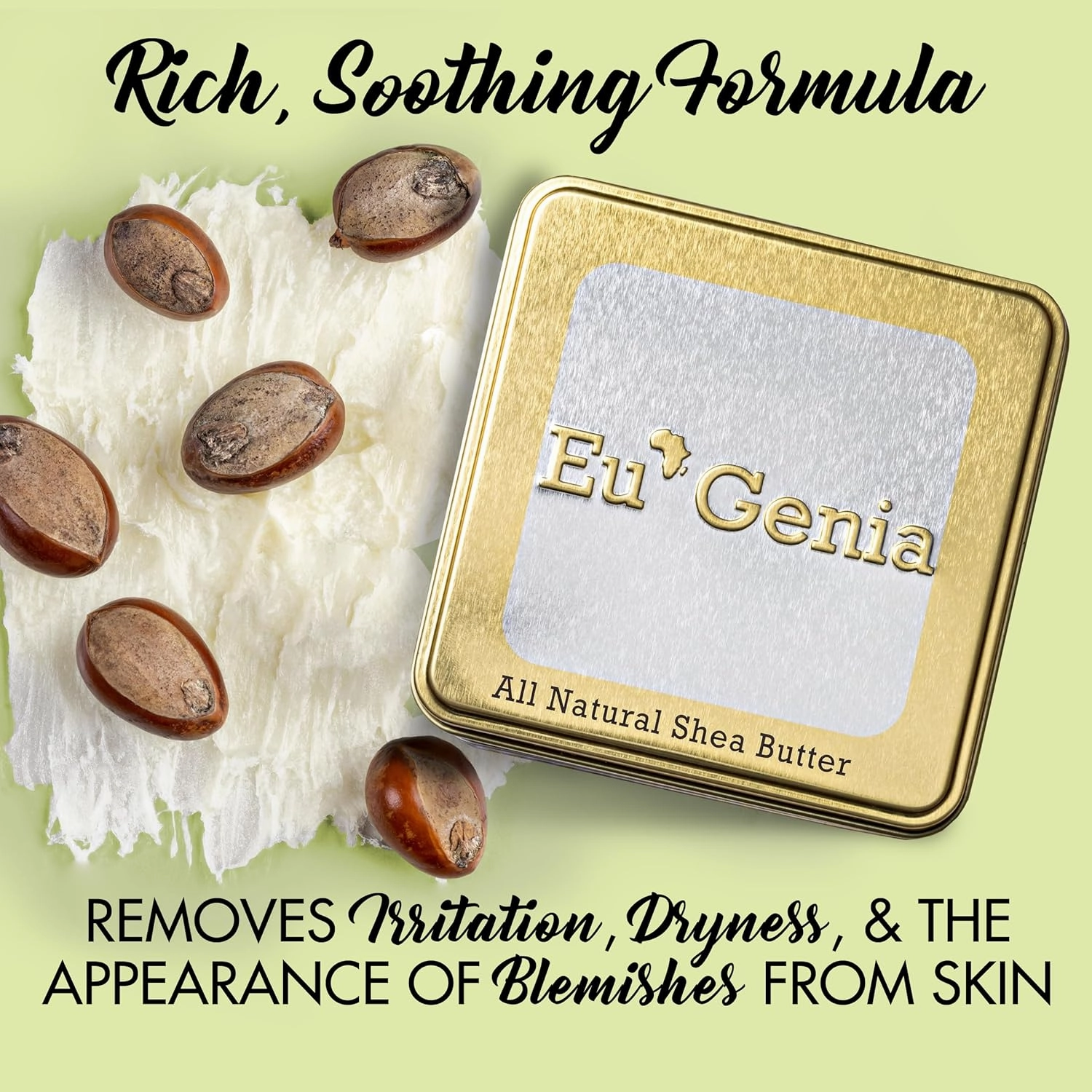 Eu'Genia Extra Strength Shea Butter Gift Set – Tins with Bag Gift Note & Tissue Paper – Intensive Moisturizing & Nourishing Shea Butter (2 Pack, Unscented)