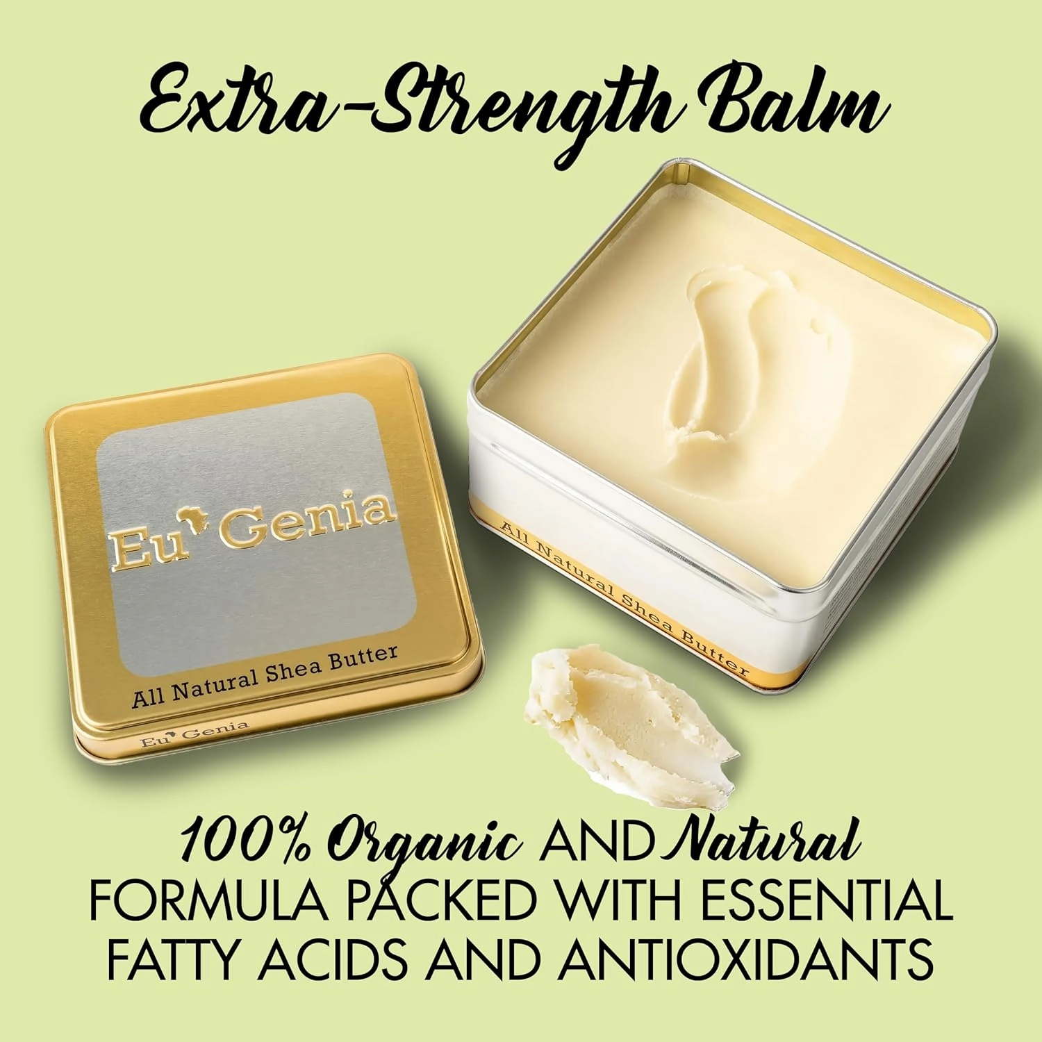Eu'Genia Extra Strength Shea Butter Gift Set – Tins with Bag Gift Note & Tissue Paper – Intensive Moisturizing & Nourishing Shea Butter (2 Pack, Unscented)