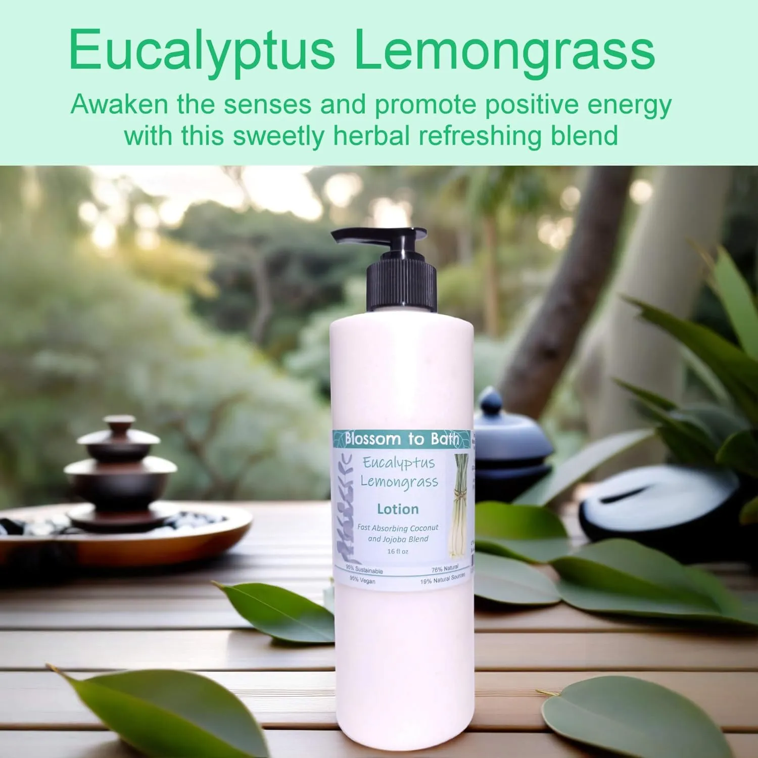 Eucalyptus Lemongrass Lotion (16 ounce) - Pure Essential Oil Fragrance - Absorbs Quickly with a Herbally Clean Natural Scent
