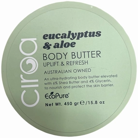 Eucalyptus & Aloe Body Butter, Ultra-Hydrating with Shea Butter, 15.8 oz, Australian Owned (Pack of 1)