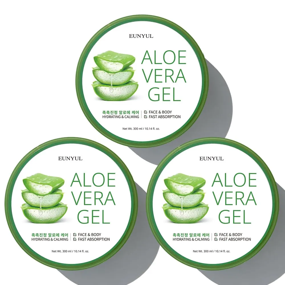 EUNYUL [PACK OF 3] Aloe Vera Soothing Gel 10. 14 fl. oz. / 300ml X 3EA Korean Skincare Body Care, After Sunburn