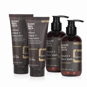 Every Man Jack Men's Beard Wash & Lotion Set - Cleanses, Conditions, Styles All Beard Types with Clean Ingredients and Sandalwood Scent - Twin Pack