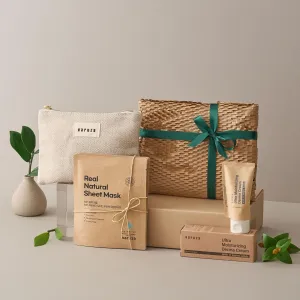 EWG Verified Varuza Ultimate Skincare Essentials - Ultra Moisturizing Cream & 6 Real Natural Sheet Masks with Pouch