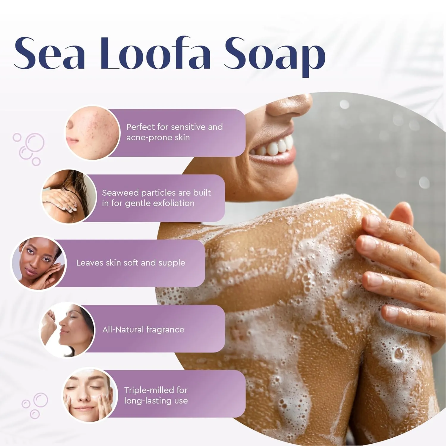 Exfoliating Sea Loofa Soap - Natural Fragrance - Hydrating & Moisturizing Triple-Milled Luxury, 5 oz (Pack of 6)
