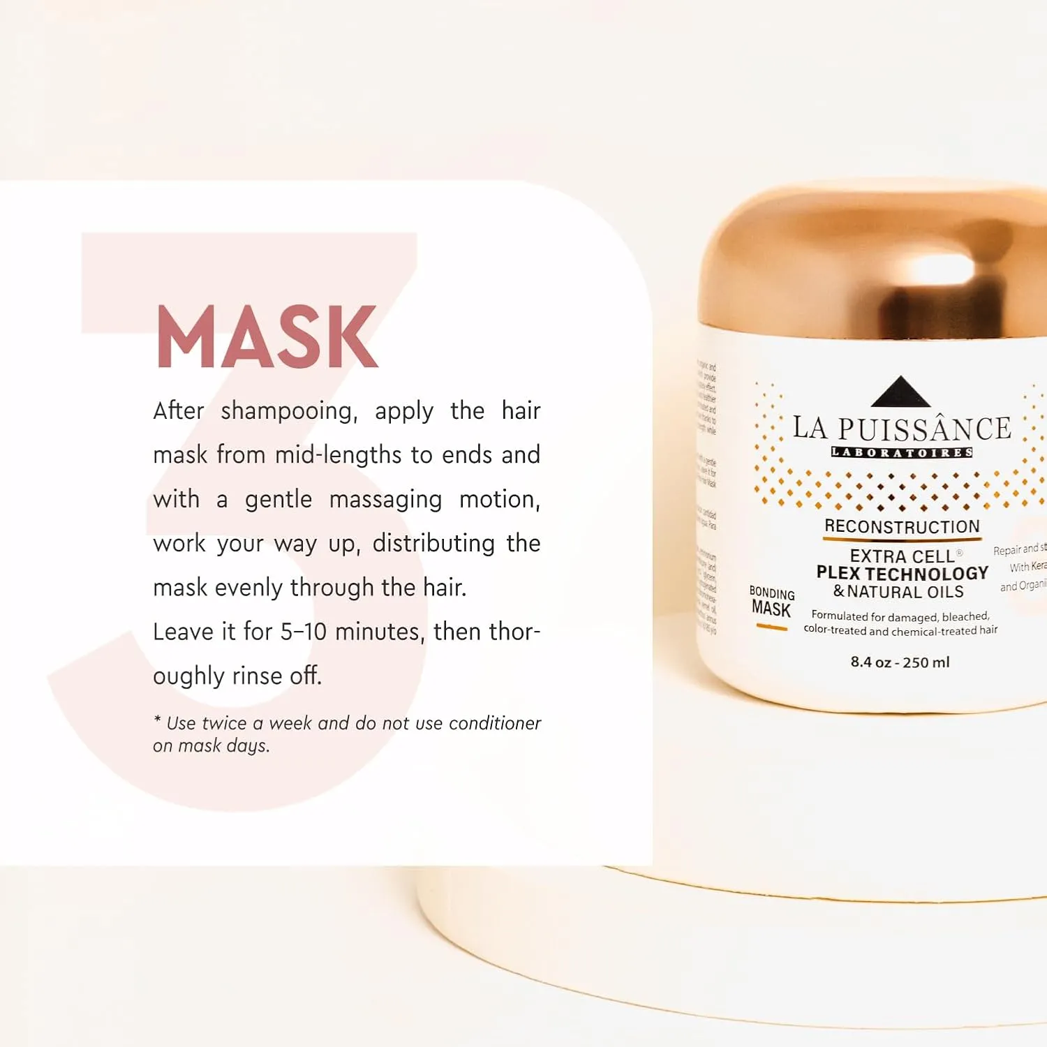 Extra Cell Plex Deep Conditioning Hair Mask Step 3 - Moisturizing Repair Treatment for Damaged Hair - Ideal for Color-Treated, Bleached & Chemically-Treated Hair for Home and Salon Use
