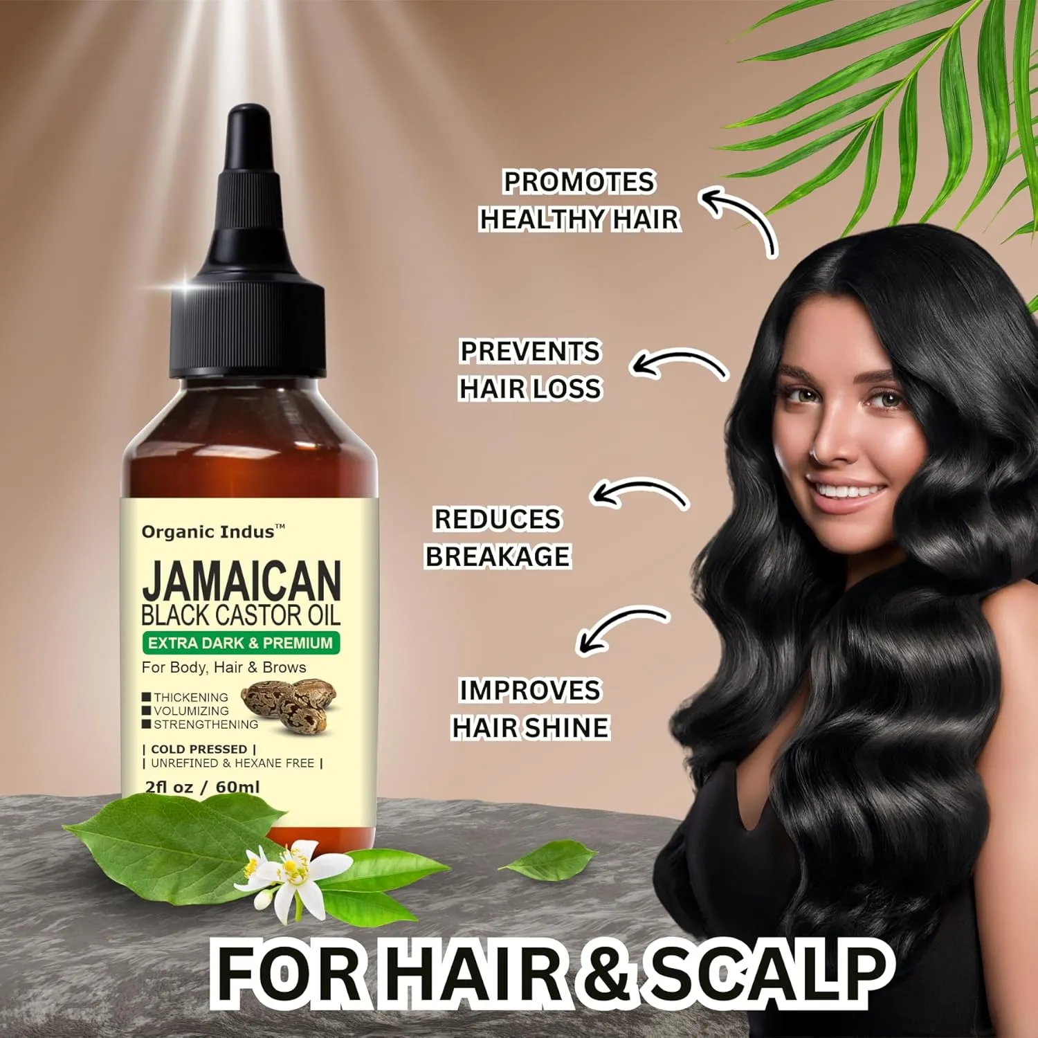 Extra Dark Jamaican Black Castor Oil for Healthy, Thick and Black Hair, Scalp Massage, Skin Moisturizing, Eyelash Growth and Eyebrow Enhancer, 4 Ounce