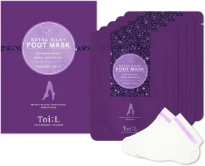 Extra Silky Foot Mask 5 Pairs, Post-Peeling Foot Care Treatment, Moisturizing Socks with Guerande Salt & Sweet Almond Oil for Dry Feet, Cracked Heels, and Callus