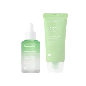 Face Republic Calming Duo - Calming Blemish Madecassoside Serum & Calming Care AHA/BHA Moisturizer | Oily, sensitive skin, Blemish care