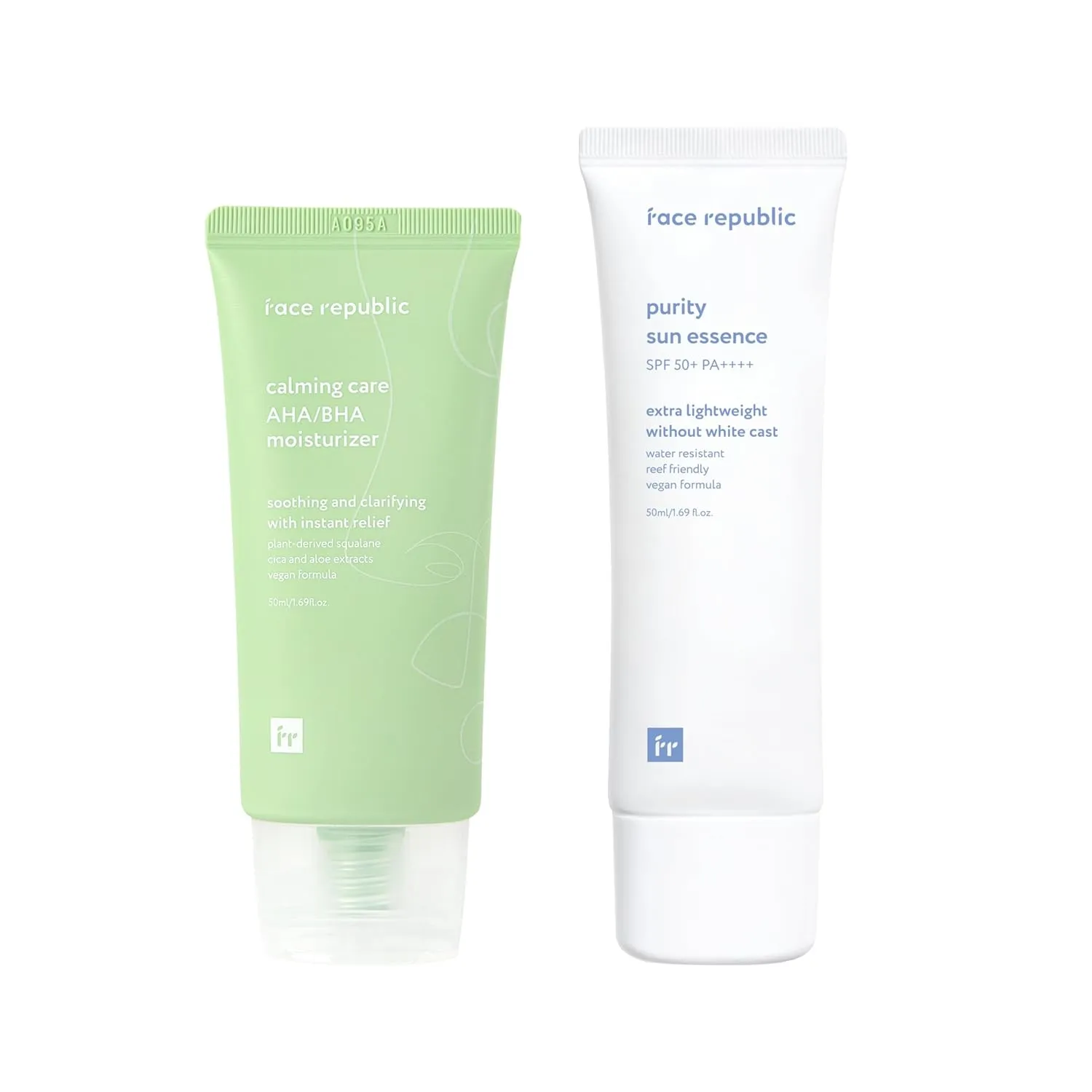 Face Republic Soothe & Protect - Calming Care AHA/BHA Moisturizer   Purity Sun Essence | SPF 50  Broad Spectrum UV Sunscreen | Vegan Korean Skin care