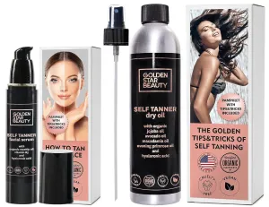Face Tanner Serum and Self Tanning Dry Oil w/Hyaluronic Acid and Organic Oils - Self Tanners Best Sellers for Perfect Golden Glow