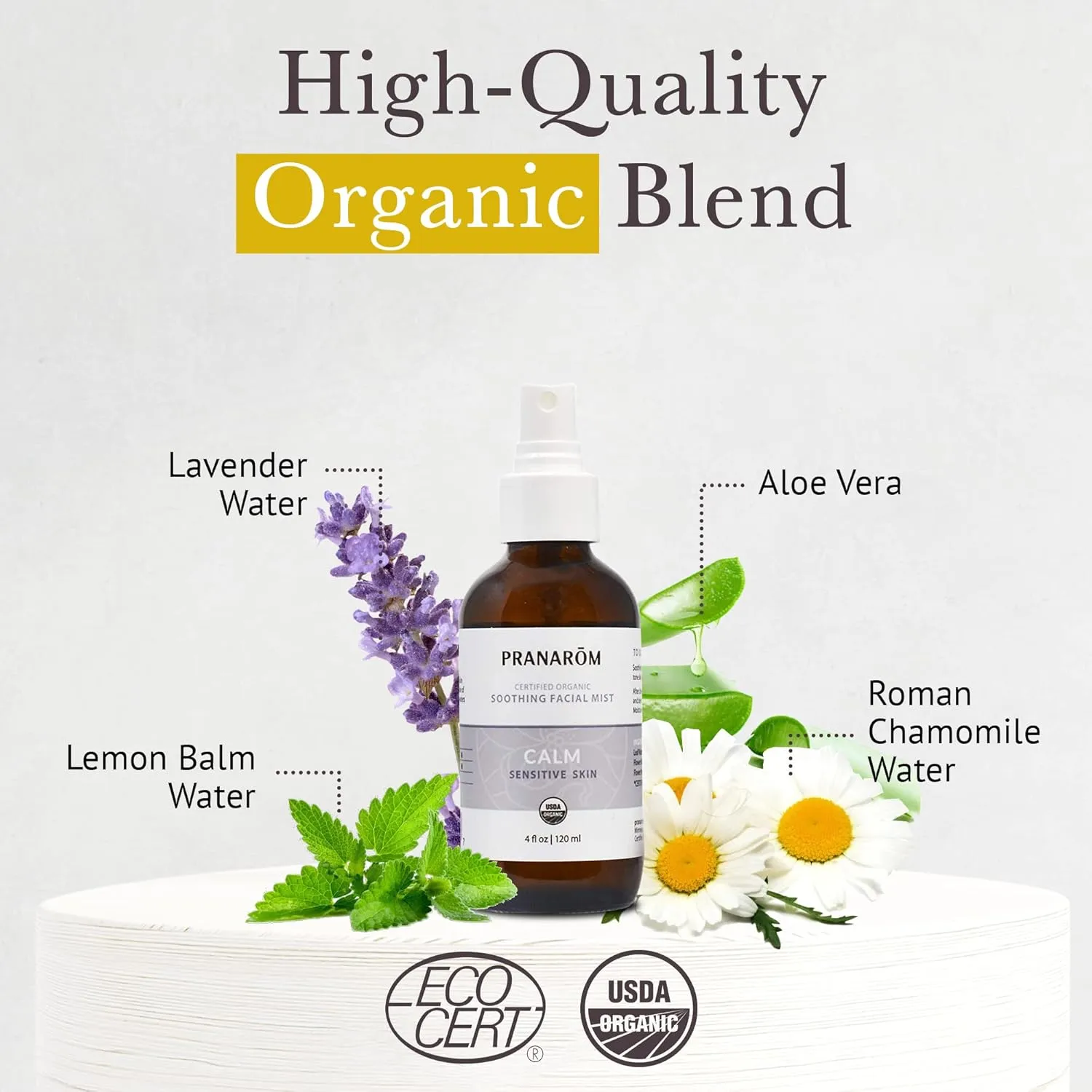 Facial Mist (4oz / 120ml) - 100% Pure & Natural Essential Oil Facial Mist for Dry Skin Hydration & Toning (Calm (Sensitive Skin))