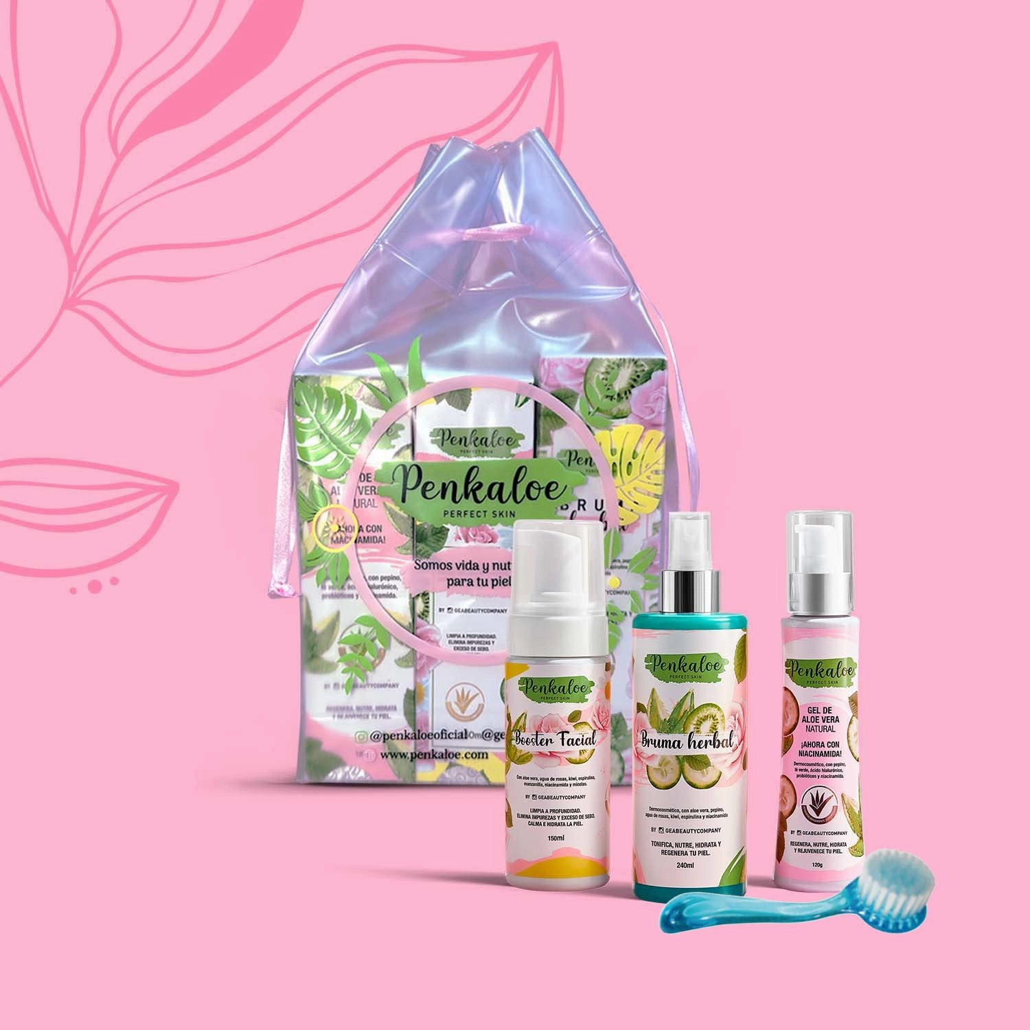 Facial Kit Burma Herbal   Aloe Vera Gel   Booster Facial   Facial Brush Perfect Skin Colombia | 4 Items