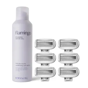 Flamingo Razors for Women 6 Count   6.7 oz Foaming Shave Gel