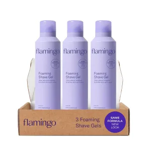 FLAMINGO Women's Foaming Shaving Gel with Aloe Vera, 6.7oz - 3ct