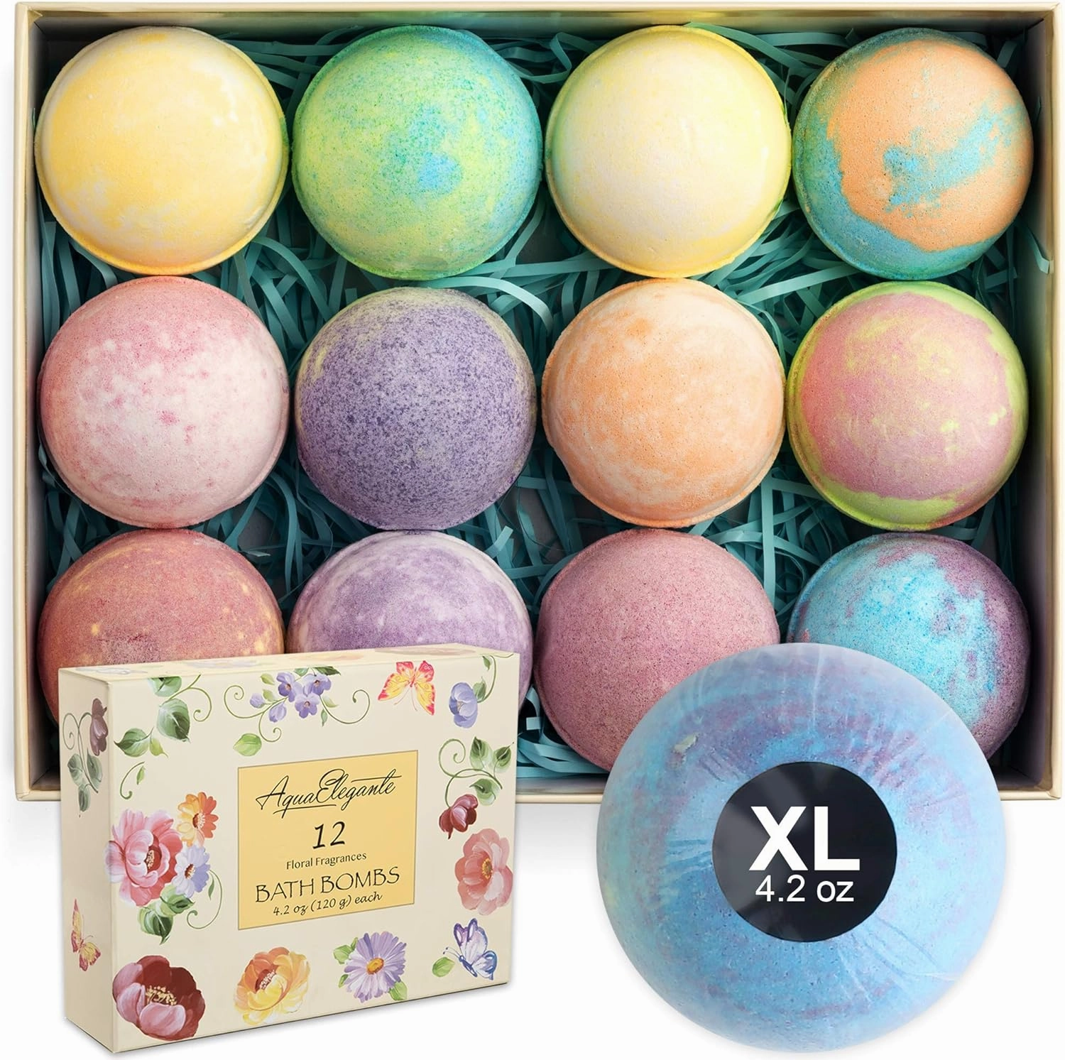 Flower Bath Bombs Gift Set - 12 Large Natural Bathbombs for Women with Scented Essential Oils and Moisturizing Shea Butter   Organic Coconut Oil for Fizzy Bubbles