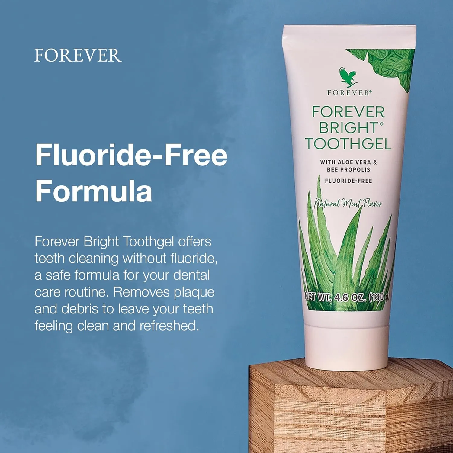 Forever Living - Bright Toothgel, Fluoride-Free Aloe Vera Gel with Bee Propolis, Peppermint-Spearmint Flavor, 4.6 oz, 2 Pack