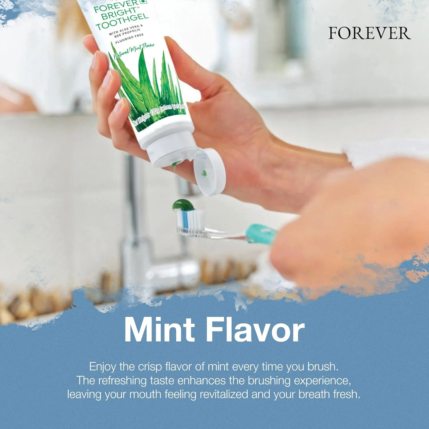 Forever Living - Bright Toothgel, Fluoride-Free Aloe Vera Gel with Bee Propolis, Peppermint-Spearmint Flavor, 4.6 oz, 2 Pack