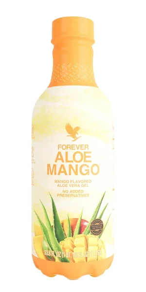 Forever Living - Forever Aloe Mango - Pure Aloe Vera Gel Infused with Mango - Gluten-Free and Vegan with Added Vitamin C - 1 Liter