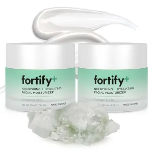 Fortify 9-in-1 Korean Anti-Aging Face Moisturizer with Collagen & Aloe Vera - Deep Hydrating & Nourishing - Clean Beauty, All Skin Types - Fragrance-Free - 1.7Fl.Oz (Pack of 2)