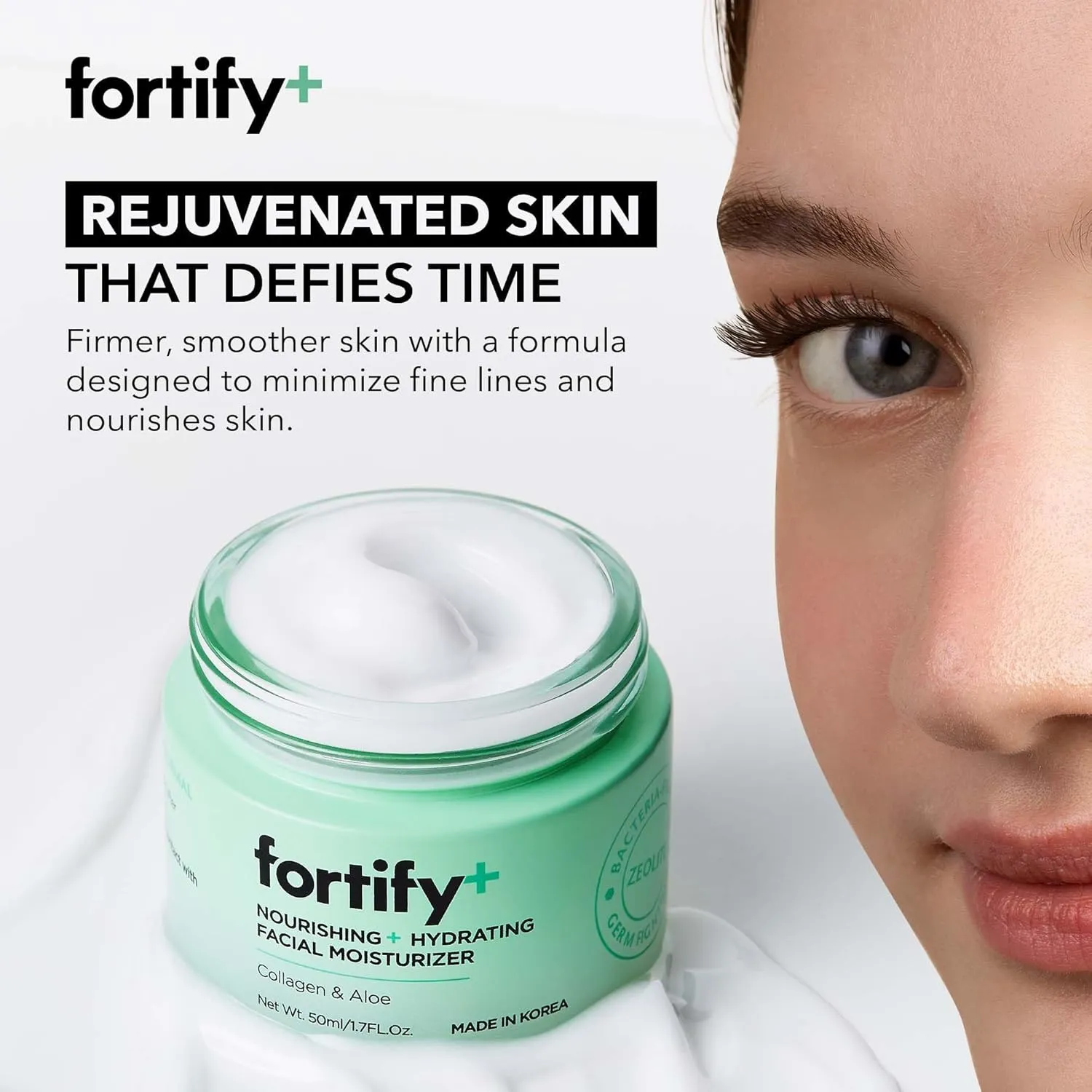 Fortify 9-in-1 Korean Anti-Aging Face Moisturizer with Collagen & Aloe Vera - Deep Hydrating & Nourishing - Clean Beauty, All Skin Types - Fragrance-Free - 1.7Fl.Oz (Pack of 2)