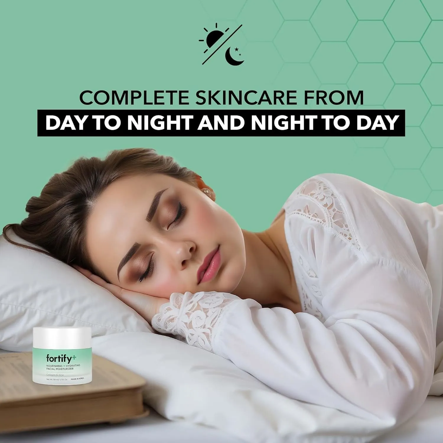 Fortify 9-in-1 Korean Anti-Aging Face Moisturizer with Collagen & Aloe Vera - Deep Hydrating & Nourishing - Clean Beauty, All Skin Types - Fragrance-Free - 1.7Fl.Oz (Pack of 2)