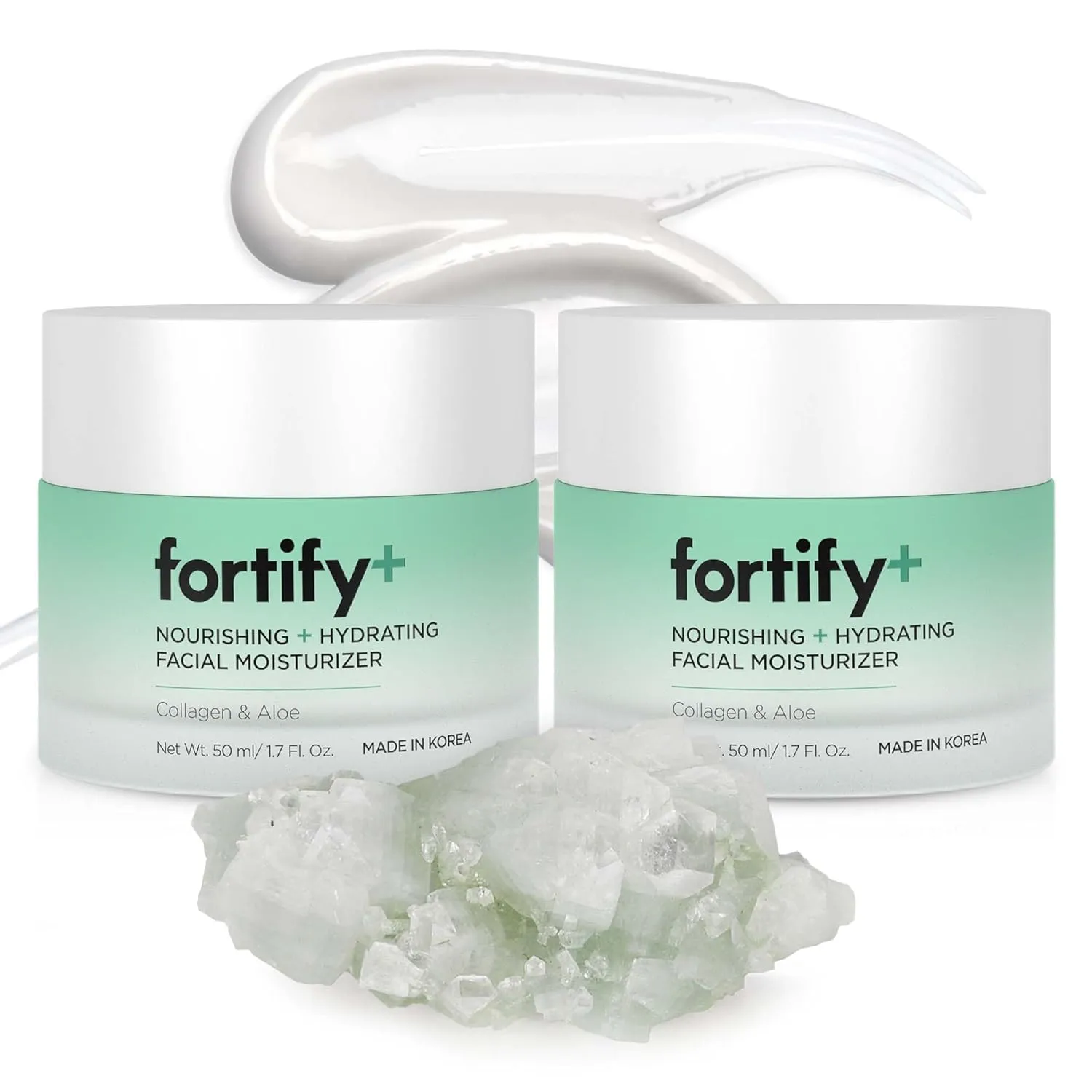 Fortify 9-in-1 Korean Anti-Aging Face Moisturizer with Collagen & Aloe Vera - Deep Hydrating & Nourishing - Clean Beauty, All Skin Types - Fragrance-Free - 1.7Fl.Oz (Pack of 2)
