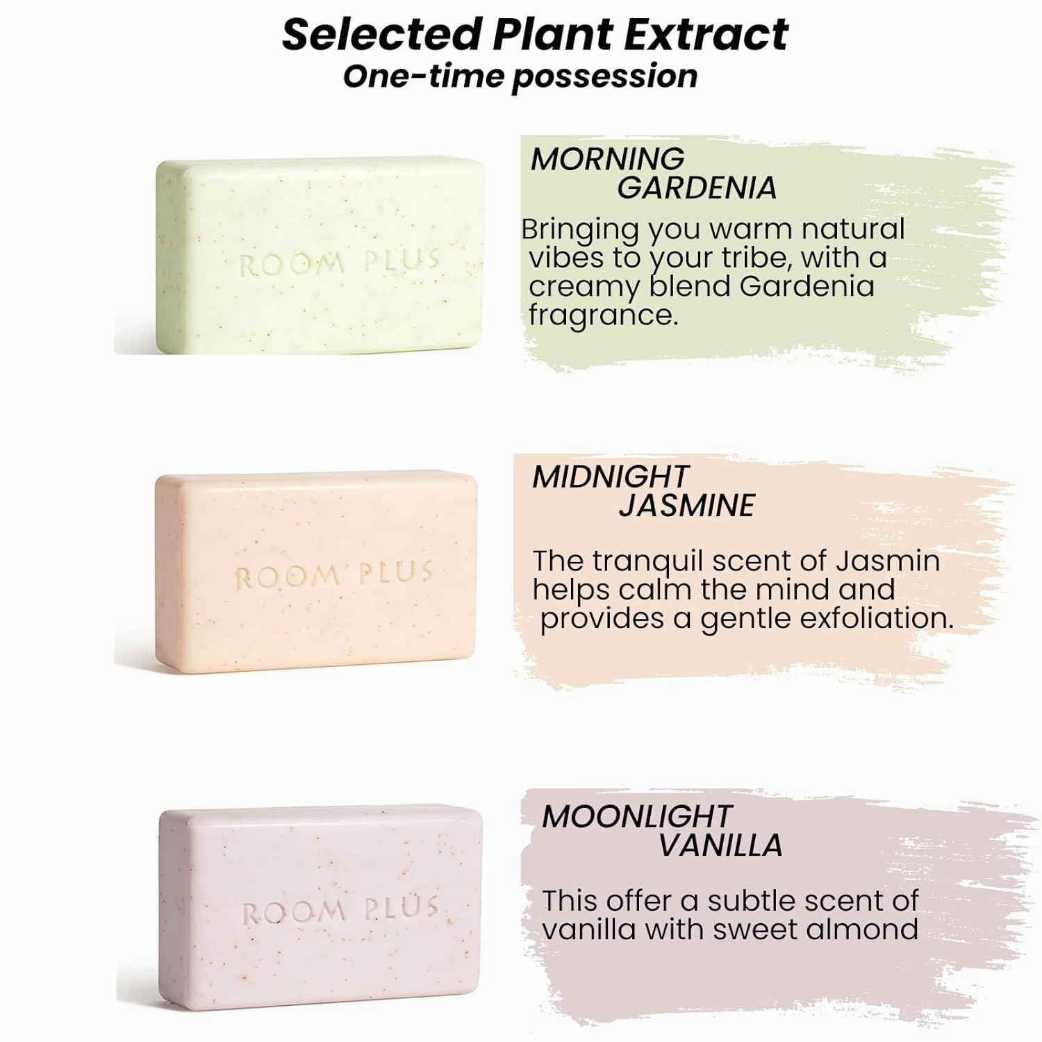 Fragrance Bar Soap, Big Brick of Bath Soap,Made with Organic Oils, 3-pack,1.3lb,Natural Soap Bar,Moisturizing clean, Floral Scent,Walnut Powder Exfoliates ROOMPLUS(Gardenia,Jasmine,vanilla)Gift Soap