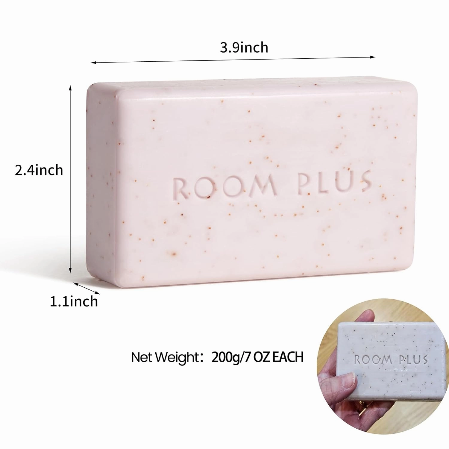 Fragrance Bar Soap, Big Brick of Bath Soap,Made with Organic Oils, 3-pack,1.3lb,Natural Soap Bar,Moisturizing clean, Floral Scent,Walnut Powder Exfoliates ROOMPLUS(Gardenia,Jasmine,vanilla)Gift Soap