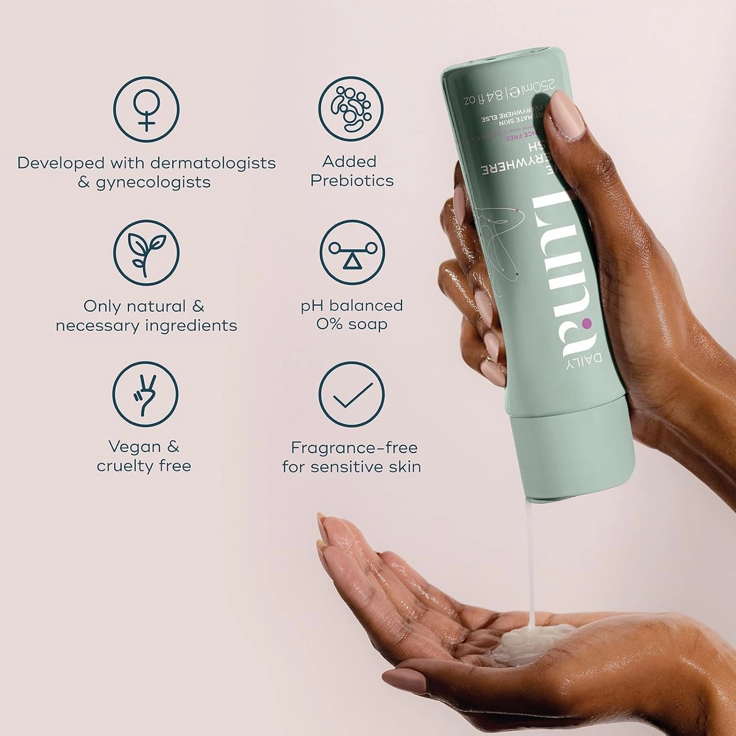 Fragrance-Free Feminine Wash, Unscented | pH-Balanced Body Wash for Sensitive Skin | Hydrating & Moisturizing Cleanser for Dry Skin | Gentle & Pregnancy-Safe, 250ml