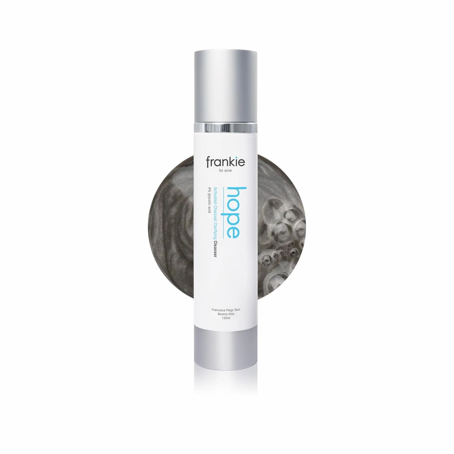 Frankie for Acne Glycolic Acid Face Wash for Oily Skin with Activated Charcoal, Green Tea Extract and Hyaluronic Acid - Clarifying Without Drying 4 Oz/120ml