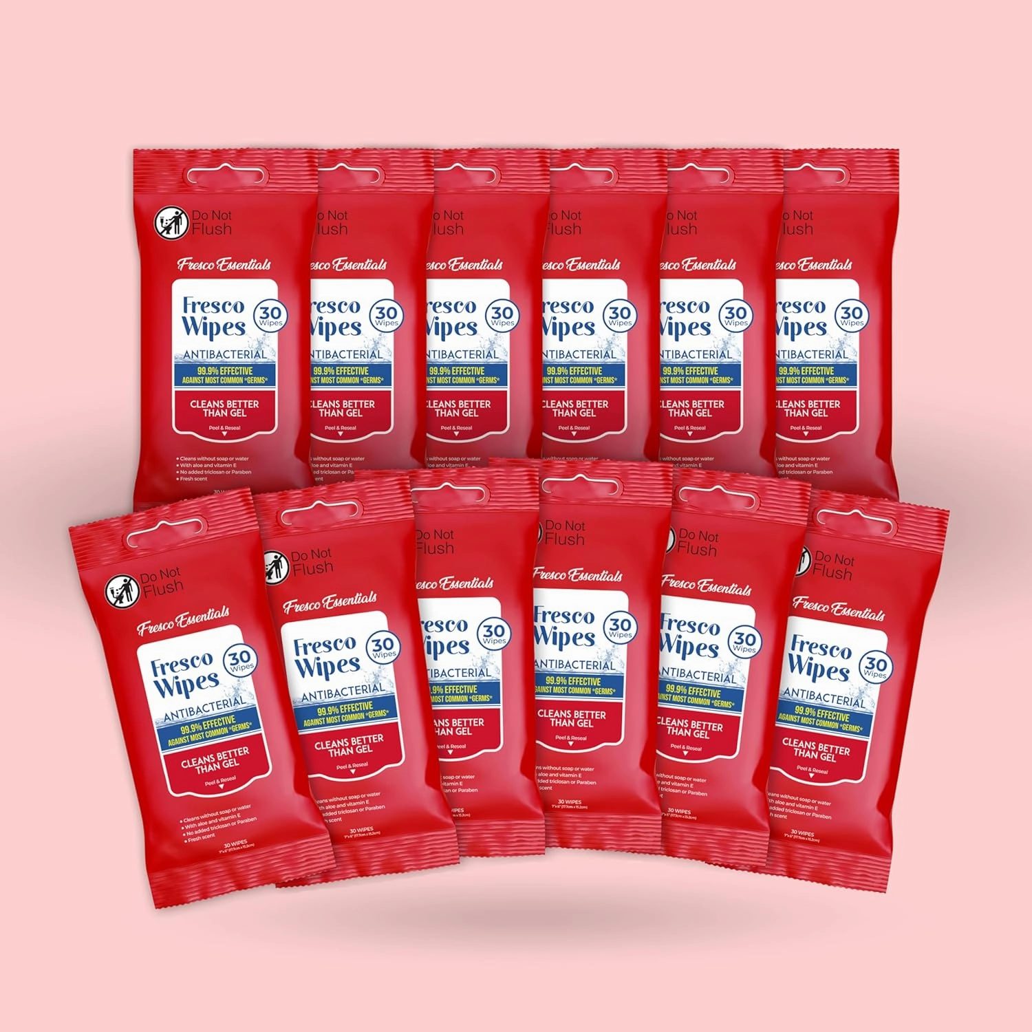 Fresco Wipes - Hand Sanitizer Wipes, Hand Wipes for Adults and Kids - 360 wipes - 12 Packs of 30ct Hand Sanitizing Wipes, Great for Traveling or Everyday Use