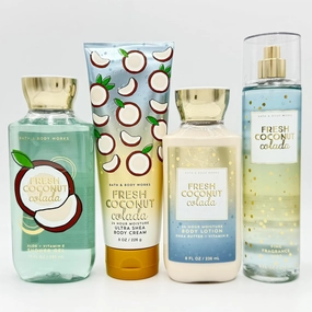 Fresh Coconut Colada 4-Piece Bath Bundle | Shower Gel, Ultra Shea Body Cream, Body Lotion and Fine Fragrance Mist