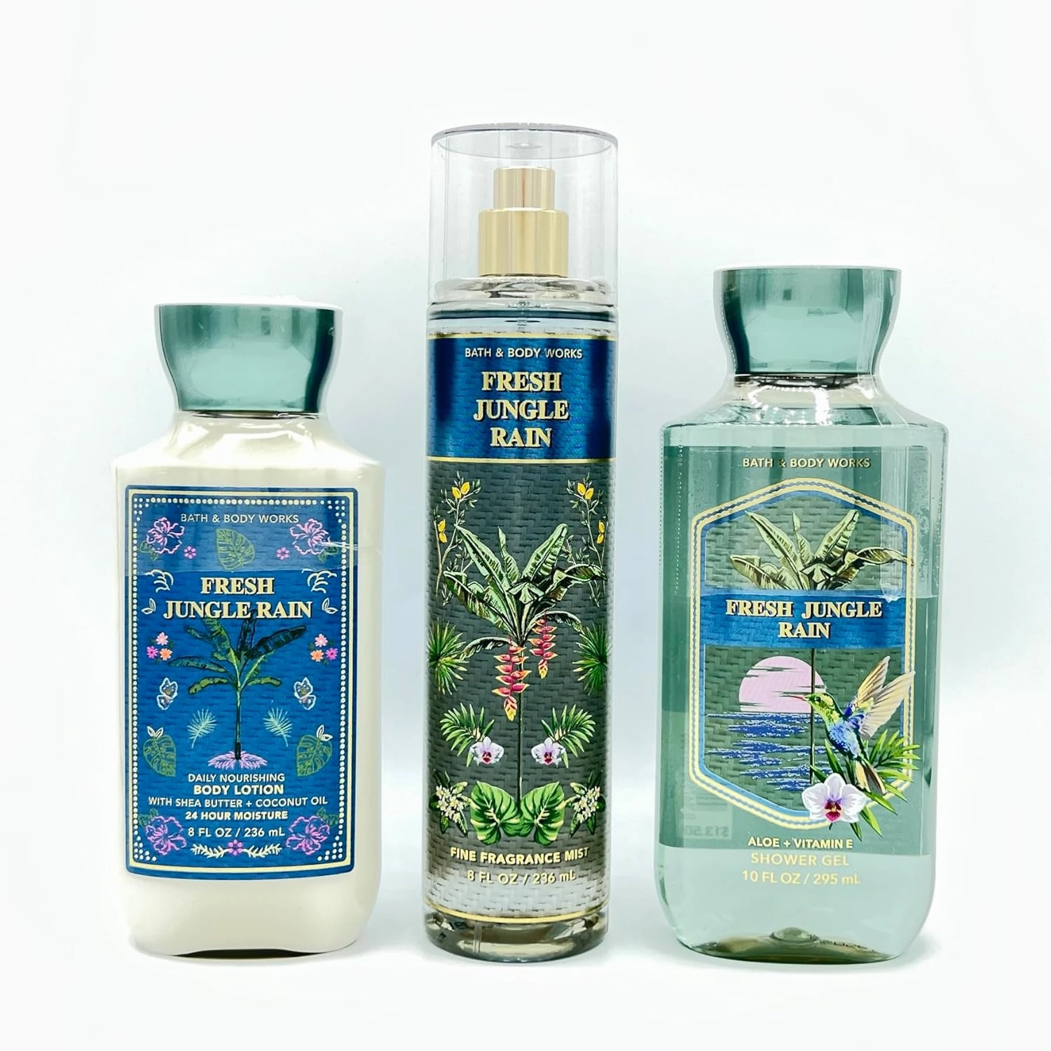 Fresh Jungle Rain Bath & Body 3-Piece Bundle | Ultimate Hydration Body Lotion, Body Wash and Fine Fragrance Mist