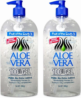 Fruit Of The Earth Aloe Vera 100% Gel with Tocopheryl Acetate, DMDM Hydantoin, Tetrasodium EDTA, Carbomer, Aloe Vera Gel, Triethanolamine, Diazolidinyl Urea, 24 oz (2 pack)