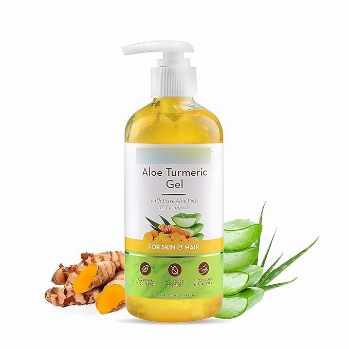 Gel From 100% Pure Aloe Vera For Face, Skin & Hair with Turmeric & Vitamin E (300 ML)