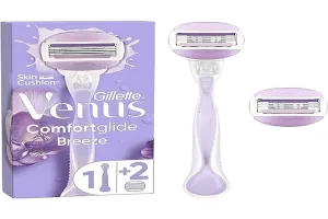 Gillette Venus Comfortglide Breeze Razor, 1 Handle, 2 Blade Refills, 3 Blades, Smooth Shave