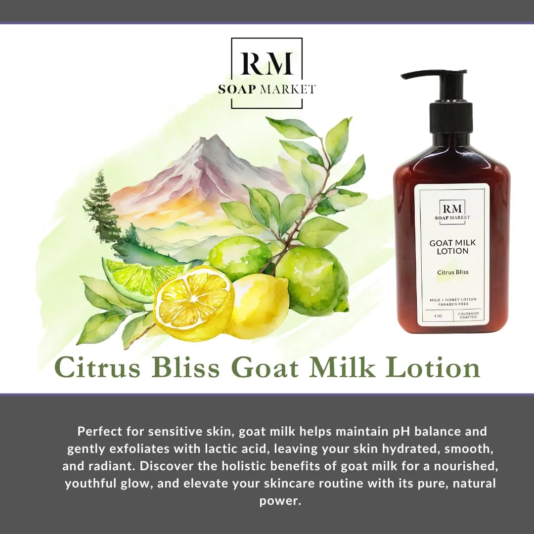 Goat Milk Lotion, Citrus Bliss Fragrance, Hydrating Lotion for Men & Women With Nourishing Goat Milk, Shea Butter, Sunflower Oil & Aloe, Packed With Vitamin A, E & Selenium, 9 Oz